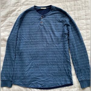 Marine Layer men’s size Small double-knit Henley blue with white stripes